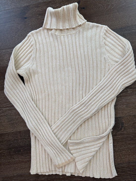 DKNY Sweaters - DKNY Cream Ribbed Turtleneck Sweater with sides that zip to open or close 8.5”
